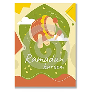 Beduk Ramadan of Ramadan and Eid Al Fitr Greeting Card
