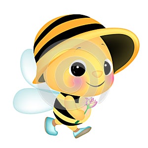 Cute Bee Editable Vector Cartoon