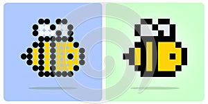 Bee in 8 bit pixel art for beads and game assets