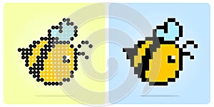 Bee in 8 bit pixel art for beads and game assets