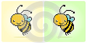 Bee in 8 bit pixel art for beads and game assets