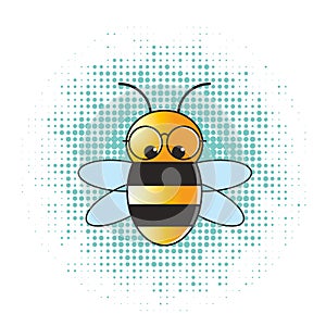 Bee with big eye glass cartoon