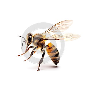A bee captured on a white background. Generative Ai photo