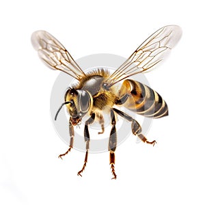 A bee captured on a white background. Generative Ai photo