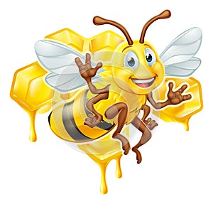 Bee Cartoon Character With Honey