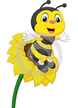 Bee character on the flower