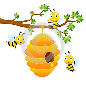 Bee characters. Vector cartoon mascot design isolated