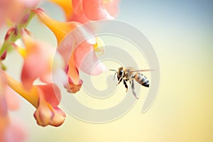 bee climbing on a snapdragon bloom