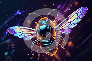 Bee Colorful 3D Neon Glossy Art