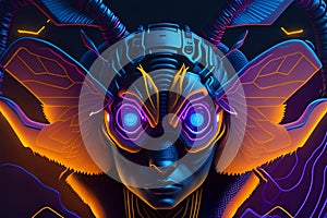 Bee Colorful 3D Neon Glossy Art