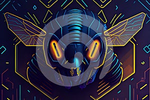 Bee Colorful Neon Glossy Art