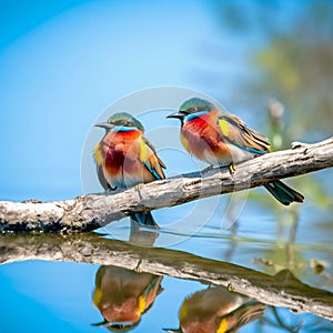 Bee-eaters on a Branch