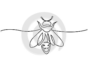 Bee for farm logo. Single continuous onbe line drawing