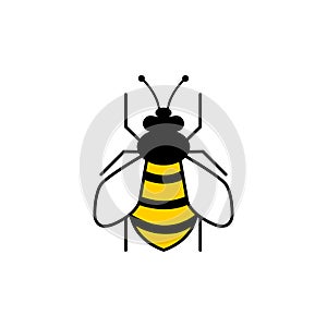 Bee flat icon. Bee, isolated on white background. Bee icon in modern flat design. Vector illustration