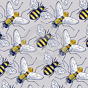 Bee fly background pattern