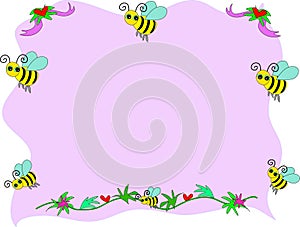 Bee Frame with Hearts and Ribbons