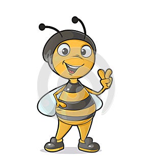 Bee gesturing victory sign