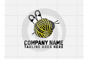 Bee Haberdashery Logo Template Sewing logo design. Yarn ball, needles and hook