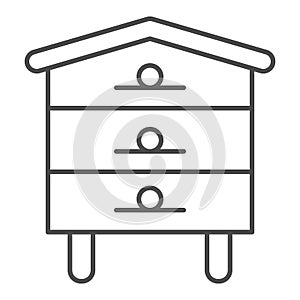 Bee hive house thin line icon, beekeeping concept, Beehive sign on white background, Hive for bees icon in outline style