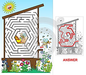 Bee hive - labyrinth for kids (easy).