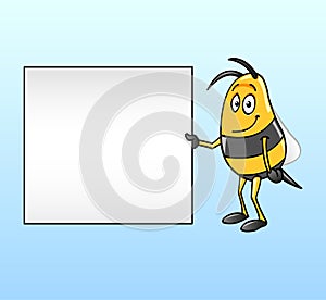 Bee holding a blank board