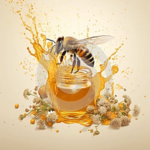 bee holding a honey drop to a jar