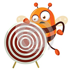 Bee holding a target, illustration, vector