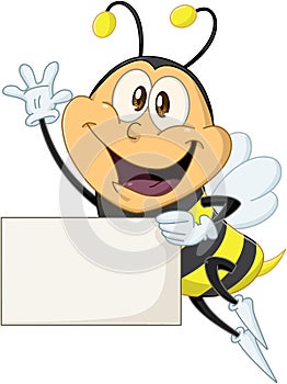 Bee Holds Sign And Waves Hello