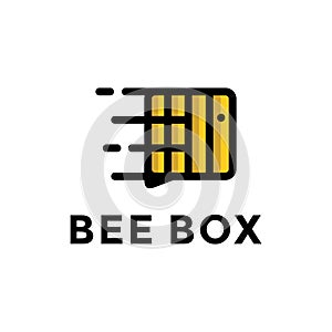 Bee Honey Box Logo Design Vector