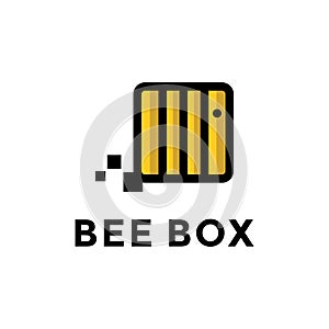 Bee Honey Box Logo Design Vector