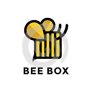 Bee Honey Box Logo Design Vector