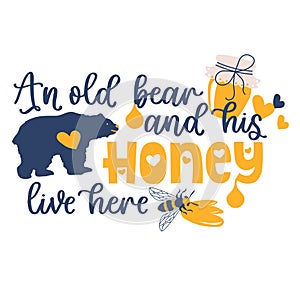 Bee and honey Hand drawn motivation lettering phrase in modern calligraphy style. Inspiration slogan for print and