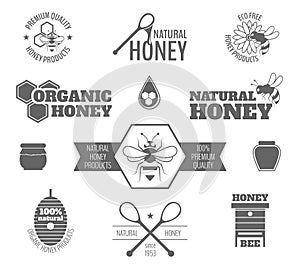 Bee honey label black