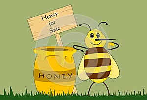 Bee and Honey Pot (Vector)