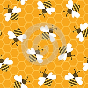 Bee with honey. Seamless pattern.