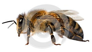 Bee or honeybee Apis Mellifera isolated on white