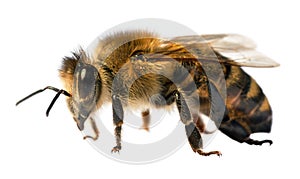 Bee or honeybee Apis Mellifera isolated on white