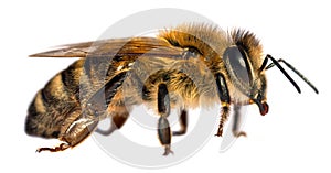 Bee or honeybee Apis Mellifera isolated on white