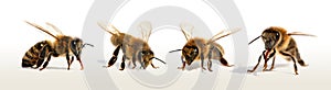 Bee or honeybee isolated on the white background