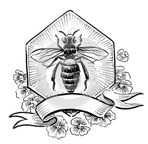 Bee and honeycomb