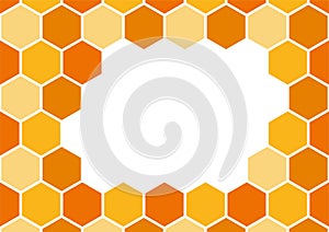 Bee honeycomb background frame, art honey border