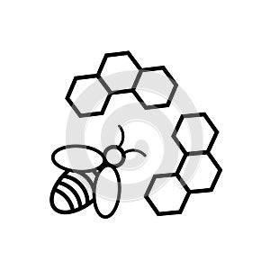 Bee honeycomb icon. Vector illustration. Stock image.