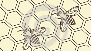 Bee with Honeycomb Pattern Vector, vector design Generative AI