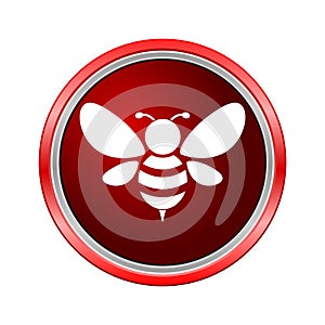 Bee icon, Internet button on white background