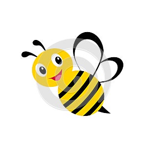 Bee icon isolated on white background. Honey bee insect. Flat style vector illustration.
