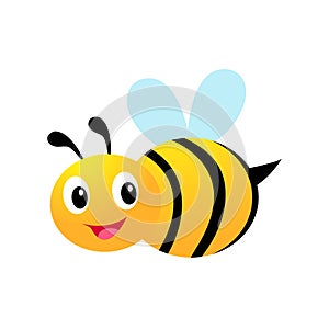 Bee icon isolated on white background. Honey flying bee. Flat style vector illustration.
