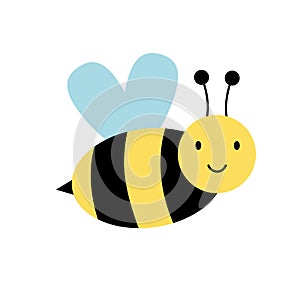 Bee icon isolated on white background. Honey flying bee. Insect. Flat style vector illustration. EPS