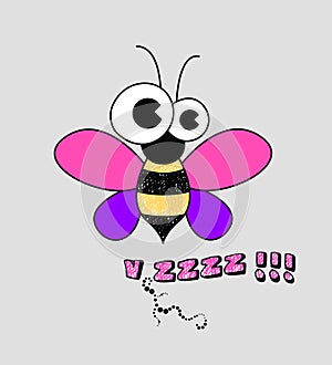 bee illustration, children t-shirt print