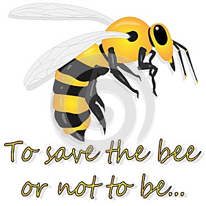 Bee illustration - vector text quotes and bee drawing. Lettering poster or t-shirt textile graphic design