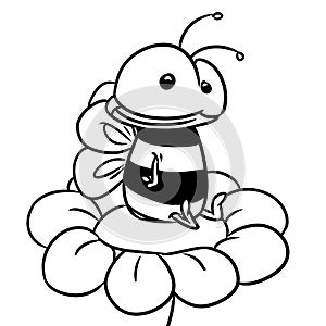 Bee insect flower character animal illustration cartoon coloring